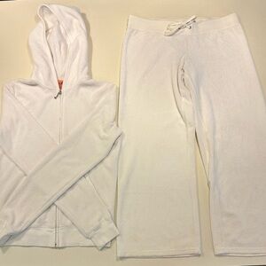 RARE! Vintage Juicy Couture White Terry Zip Hoodie & Cropped Pants Set Small
